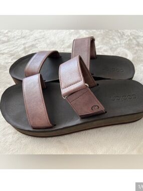 Cobian Vira Rise Womens 10 Sandal Brown Platform Slides Double Strap Comfortable